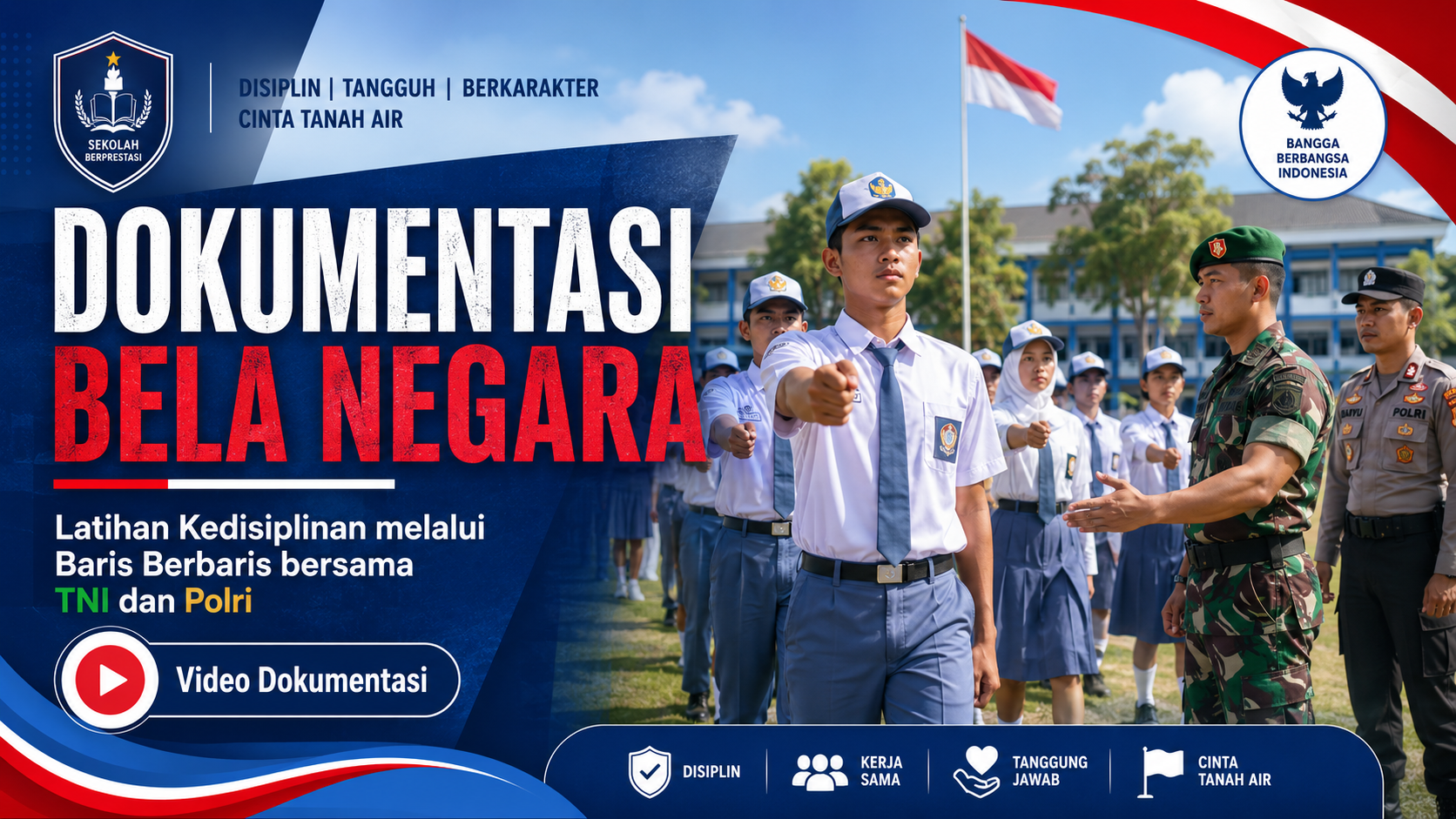 Sampul Latihan Kedisiplinan melalui Baris-Berbaris bersama TNI dan Polri